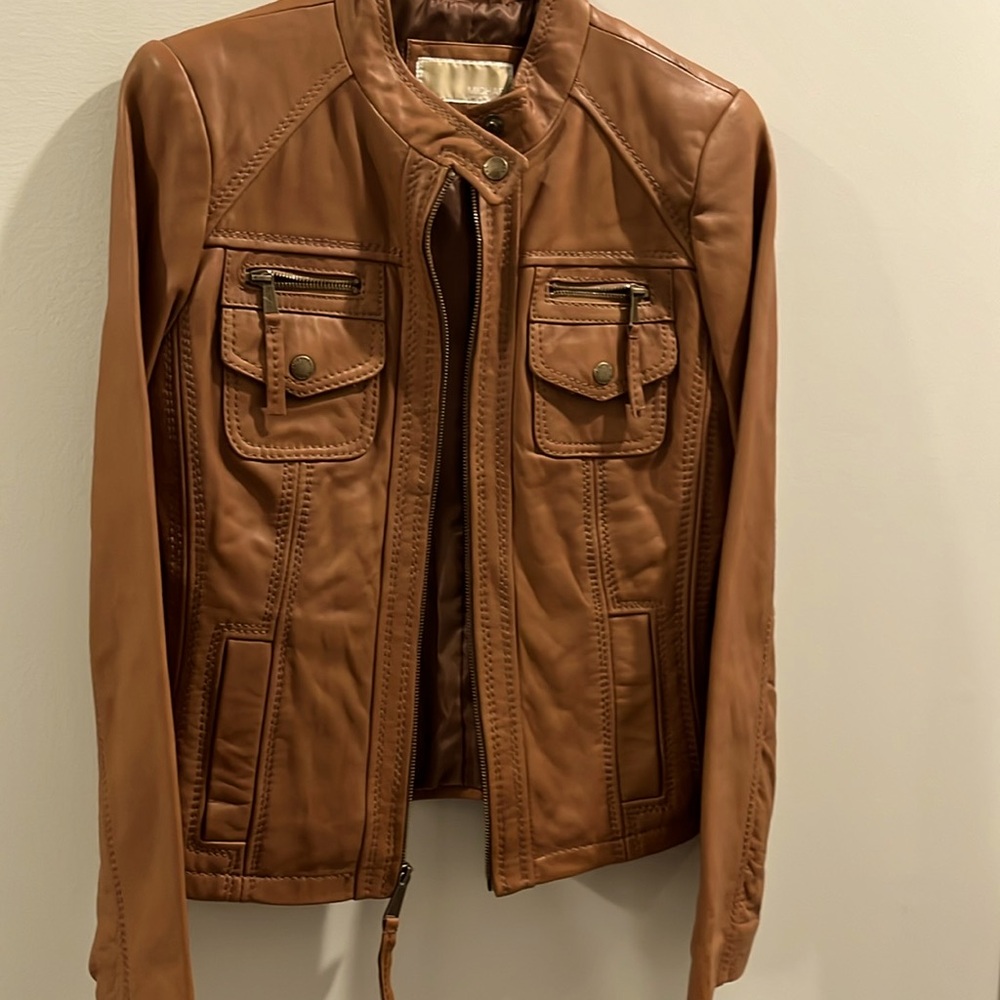 Michael Kors Brown Short Leather Jacket Women’s S